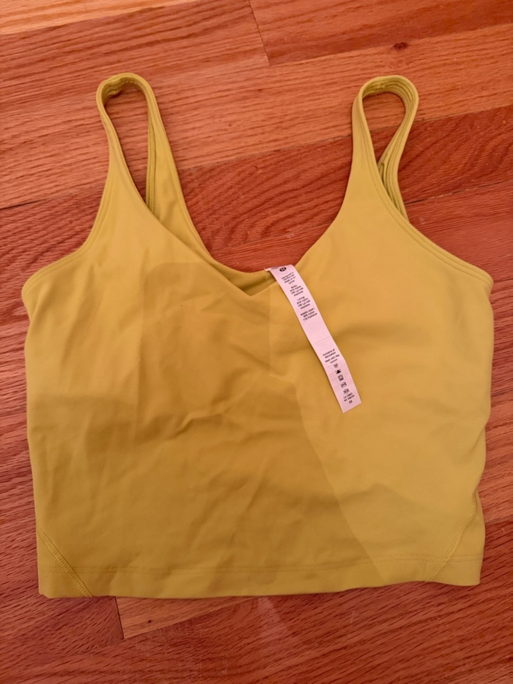 lululemon athletica Chartreuse Cropped V-Neck crop top built in bra